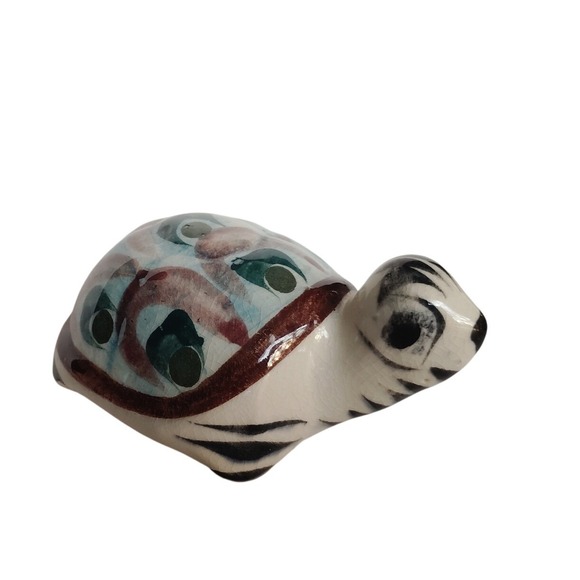 Vintage Tonala Mexican Folk Art Hand Painted Ceramic Turtle Figurine Glazed - Picture 3 of 6